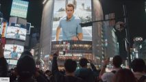 Ryan Reynolds on a massive screen in an Asian city