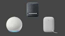 Best smart speakers arranged in a triangle formation.