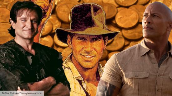 Best adventure movies: Robin Williams as Peter Pan, Harrison Ford as Indiana Jones, and Dwayne Johnson