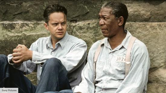 Tim Robbins as Andy DuFresne and Morgan Freeman as Red in The Shawshank Redemption