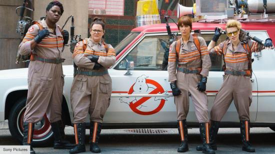 Leslie Jones, Melissa McCarthy, Kristen Wiig, and Kate McKinnon in Ghostbusters: Answer the Call