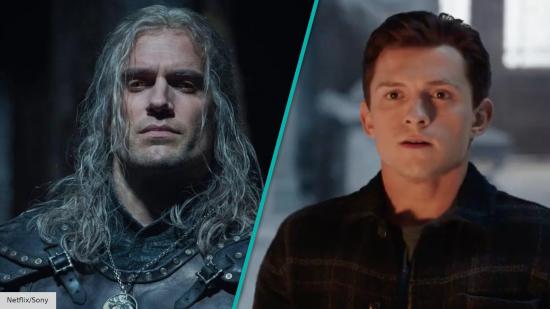 Henry Cavill as Geralt of Rivia in The Witcher, Tom Holland as Peter Parker in Spider-Man: No Way Home