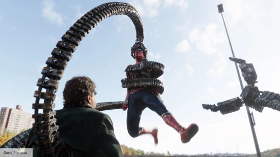 Doc Ock (Alfred Molina) attack Peter Parker (Tom Holland) in Spider-Man No Way Home