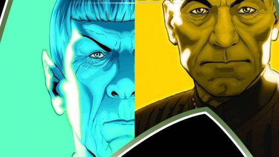 Ambassador Spock and Jean Luc Picard from the cover of Star Trek: Countdown.