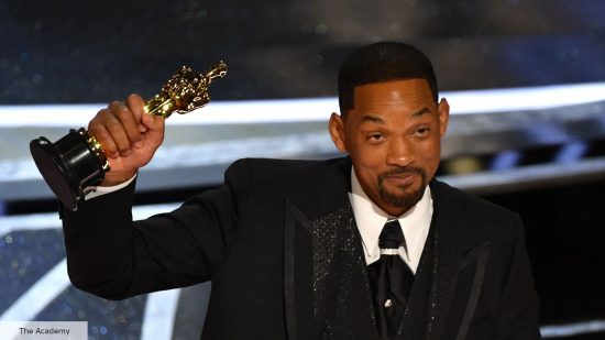 Will Smith collecting his Oscar at the 94th Academy Awards