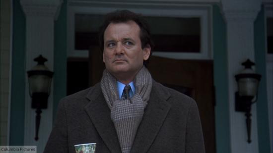 Best free Amazon Prime movies - Groundhog Day. Image shows the character Phil Connors having the slow realisation that he is reliving the same day.