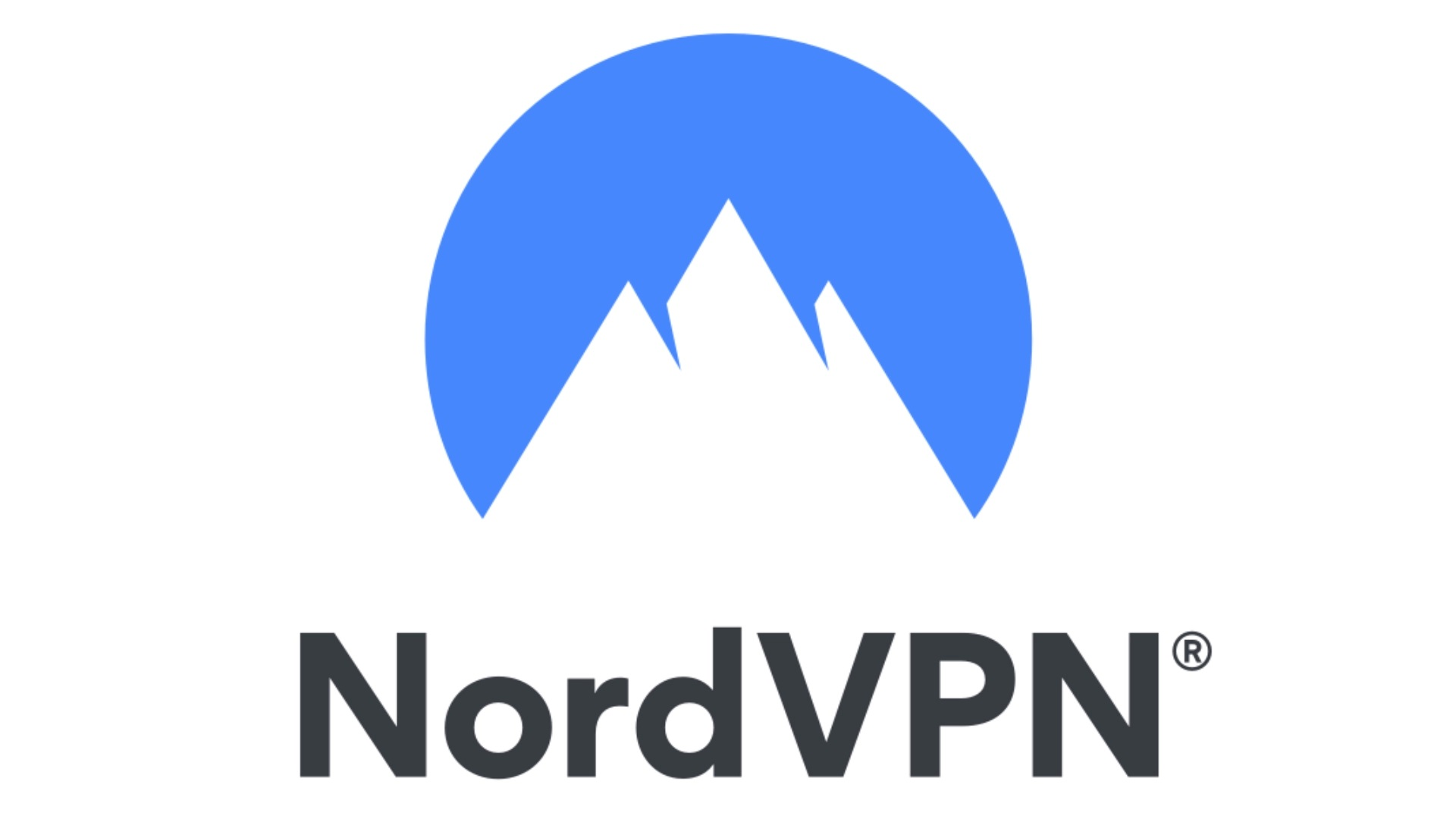 Best YouTube VPN, NordVPN, its mountainous logo is on a white background.