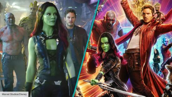 Chris Pratt, Zoe Saldaña, and Dave Bautista in Guardians of the Galaxy