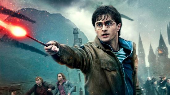 Harry Potter in Deathly Hallows holding a wand