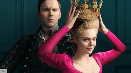 The Great season 3 release date: Catherine holding a crown with her husband behind her