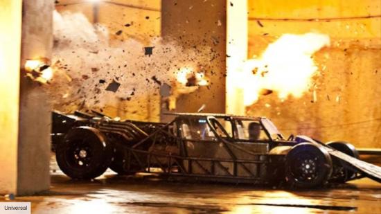 Luke Evans driving the flip-car in Fast and Furious 6