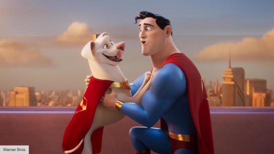 Krypto the Superdog and Superman in DC League of Super-Pets