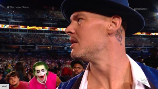 WWE SummerSlam: WWE fan dressed as Joker with Baron Corbin