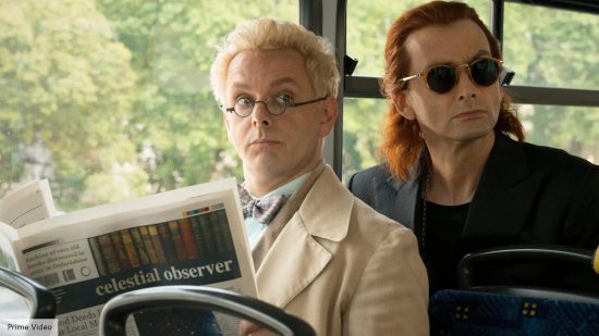 Good Omens season 2 release date: Crowley and Aziraphale on a bus