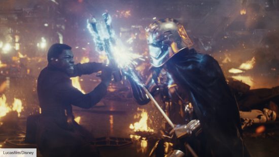 John Boyega and Gwendoline Christie as Finn and Captain Phasma in Star Wars: The Last Jedi