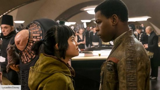 John Boyega and Kelly Marie Tran as Finn and Rose in Star Wars: The Last Jedi