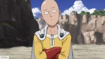 Saitama looks confused in One-Punch Man
