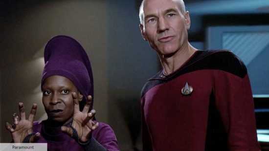 Star Trek Captains: Patrick Stewart and Whoopi Goldberg as Captain Picard and Guinan in TNG