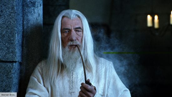 Rings of Power: What are the Valar: Gandalf the White in Minas Tirith smoking a pipe