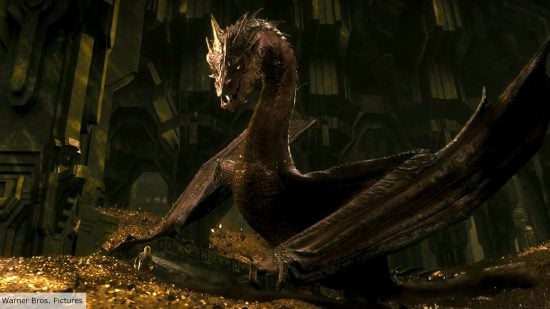 Smaug confronting Bilbo in The Hobbit