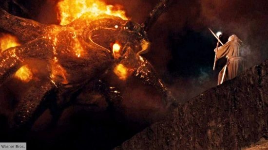 Rings of Power: Balrogs Explained: Balrog fighting Gandalf in Lord of the Rings