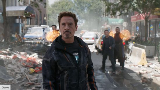 Robert Downey Jr as Tony Stark in Avengers Infinity War