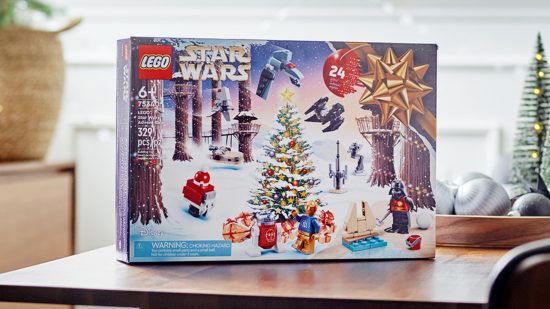 Lego Star Wars advent calendar boxed and on a table.
