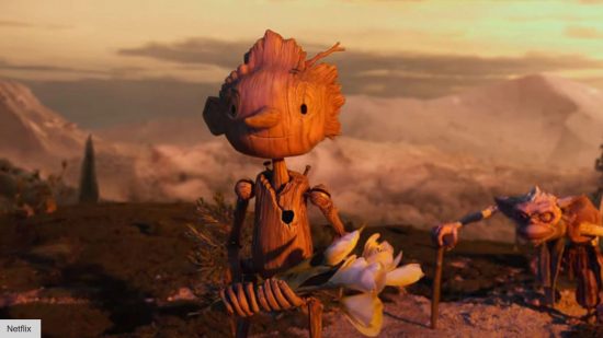 Pinocchio interview: Pinocchio holding flowers