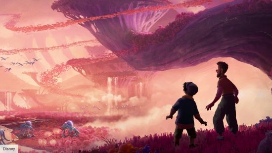 Strange World review: Ethan and Searcher looking out onto the new world 