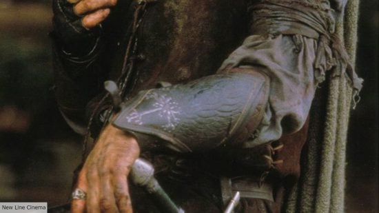 Aragorn wearing Boromir's bracers in Lord of the Rings
