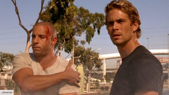Paul Walker and Vin Diesel in The Fast and the Furious