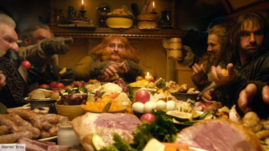 Best alternative Christmas movies: The Hobbit an unexpected journey Dwarves eating at Bag End