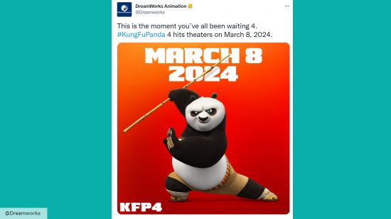 Kung Fu Panda 4 release date: a screenshot of the Kung Fu Panda 4 announcement 