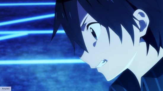 Sword Art Online Progressive: Scherzo of Deep Night ending explained: Kirito looking determined while in a boss fight 