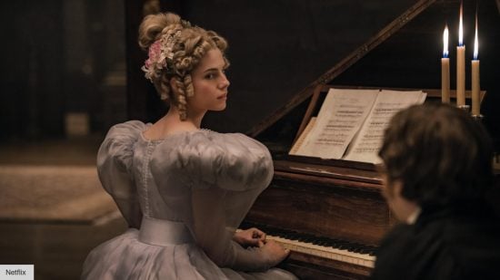 The Pale Blue Eye interview Lucy Boynton: Lea playing the piano 