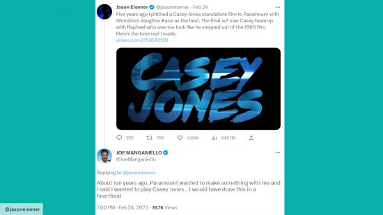 Casey Jones movie Tweet 