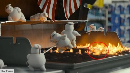 The Stay Puft marshmallow men in Ghostbusters Afterlife