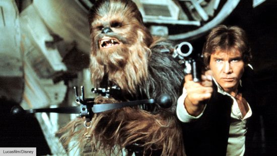 Han Solo explained: Harrison Ford as Han Solo, and Chewbacca, in Star Wars