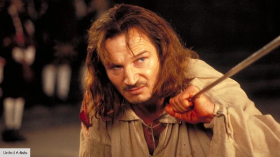 Liam Neeson got stabbed by Tim Roth making this drama movie