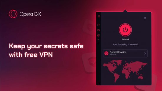 A screenshot of Opera GX's built-in VPN
