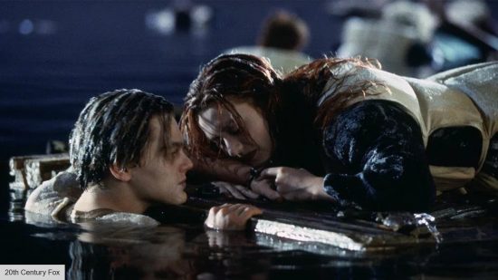 Titanic review: Jack and Rose hanging on a door in the ocean 