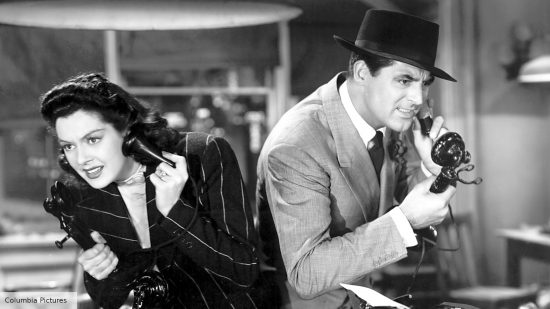 Rosalind Russell and Cary Grant in classic comedy movie His Girl Friday
