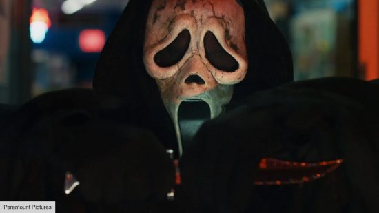 Ghostface in Scream 6 holding a knife