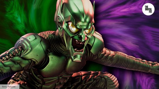 Spider-Man villains: Green Goblin explained. Green Goblin against green and purple backdrop