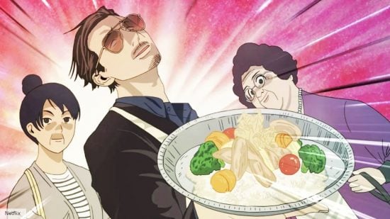 The Way of the Househusband season 3 release: Tatsu holding a bowl of ramen 