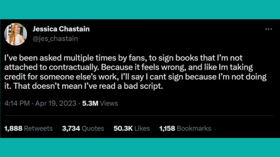 Jessica Chastain's tweet