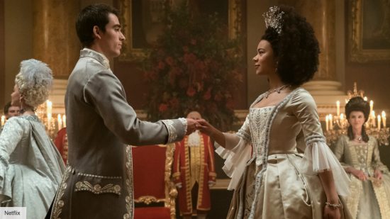 queen charlotte a bridgerton story review: young charlotte and george dancing