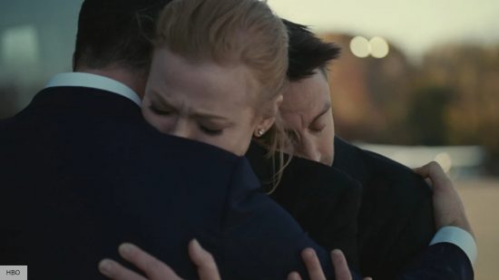 Succession season 4 episode 4 recap: Shiv, Kendall and Roman hugging each other in Succession season 4 