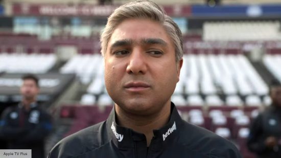 Nate (NIck Mohammed) looks at the West Ham team 