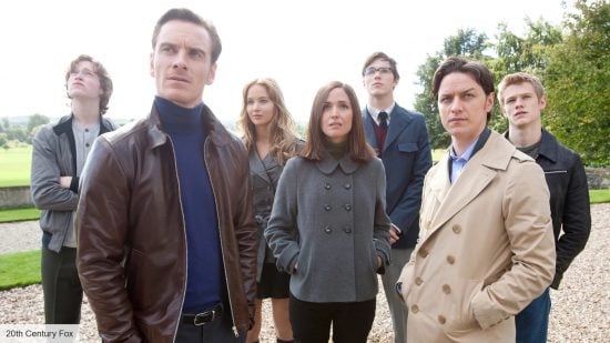 Michael Fassbender, Rose Byrne, Jennifer Lawrence, and James McAvoy in X-Men: First Class